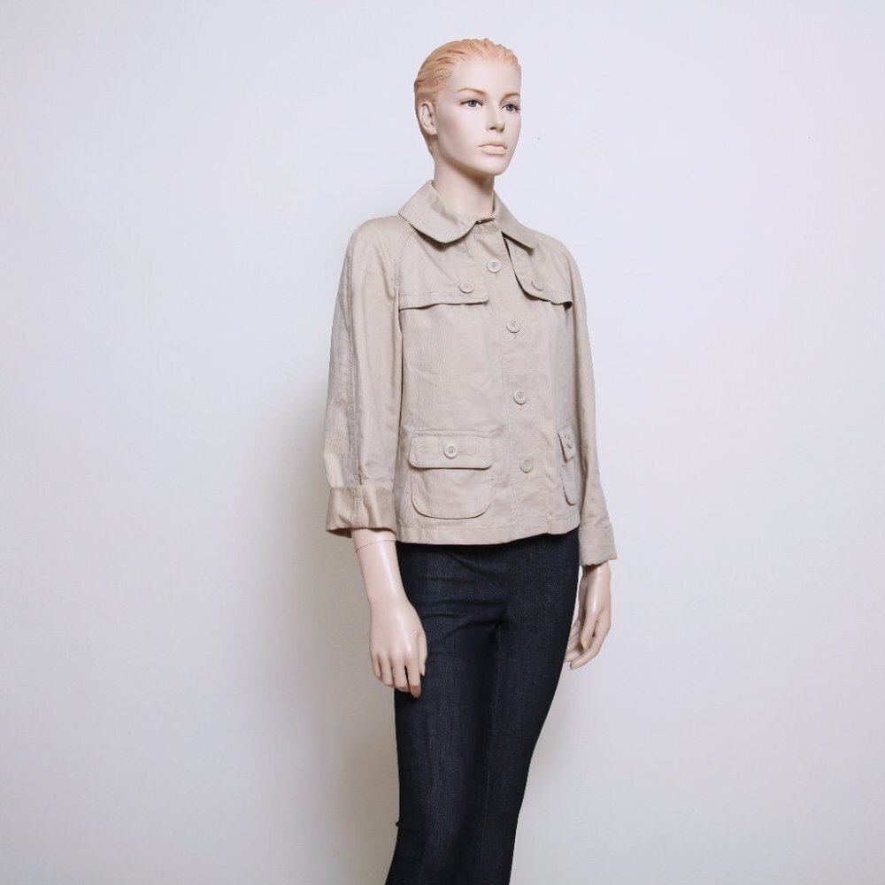 Ann Taylor Loft Khaki Lightweight Cropped Jacket Cream Women S